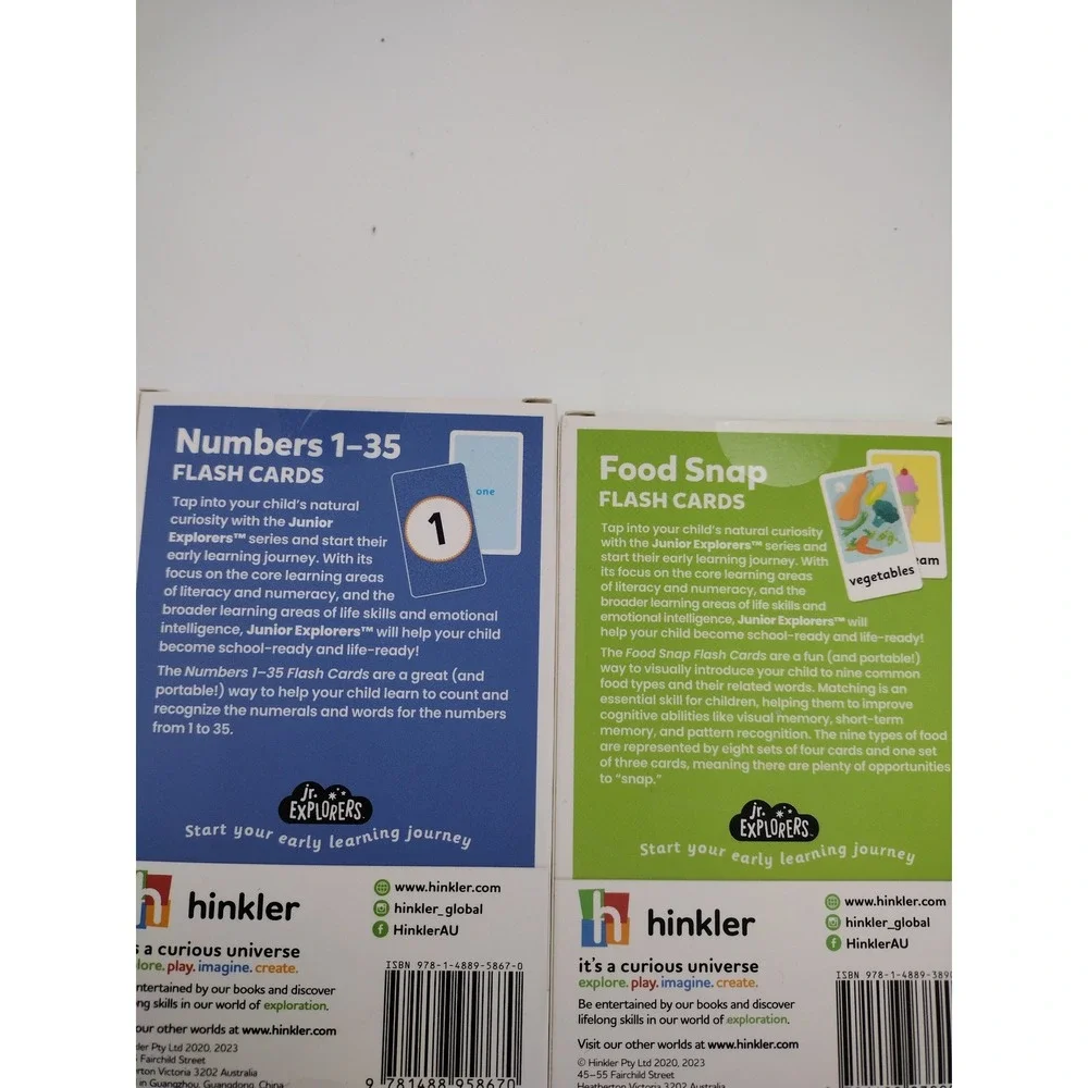 Hinkler Jr Explorers Flash Cards Set 4‎ Numbers Food Words Pets Memory Match